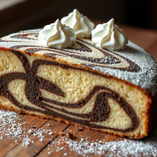 Gâteau au yaourt marbré décoré