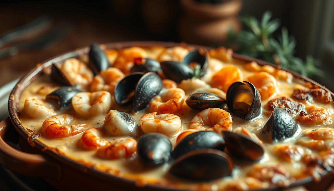 Gratin de fruits de mer crémeux