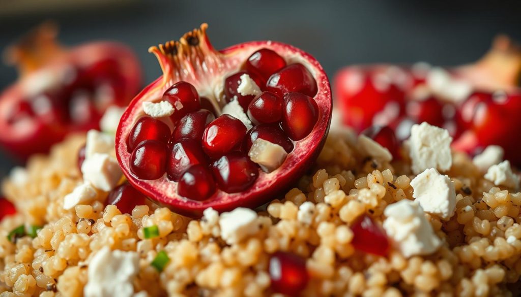 Grenade superaliment dans une salade de quinoa