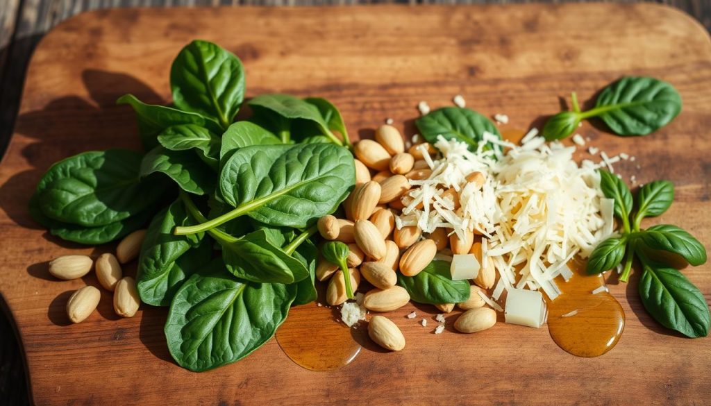 Ingrédients pesto épinards
