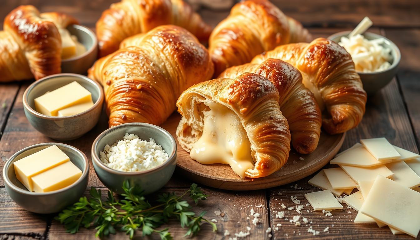 Ingrédients pour croissants roulés fromage