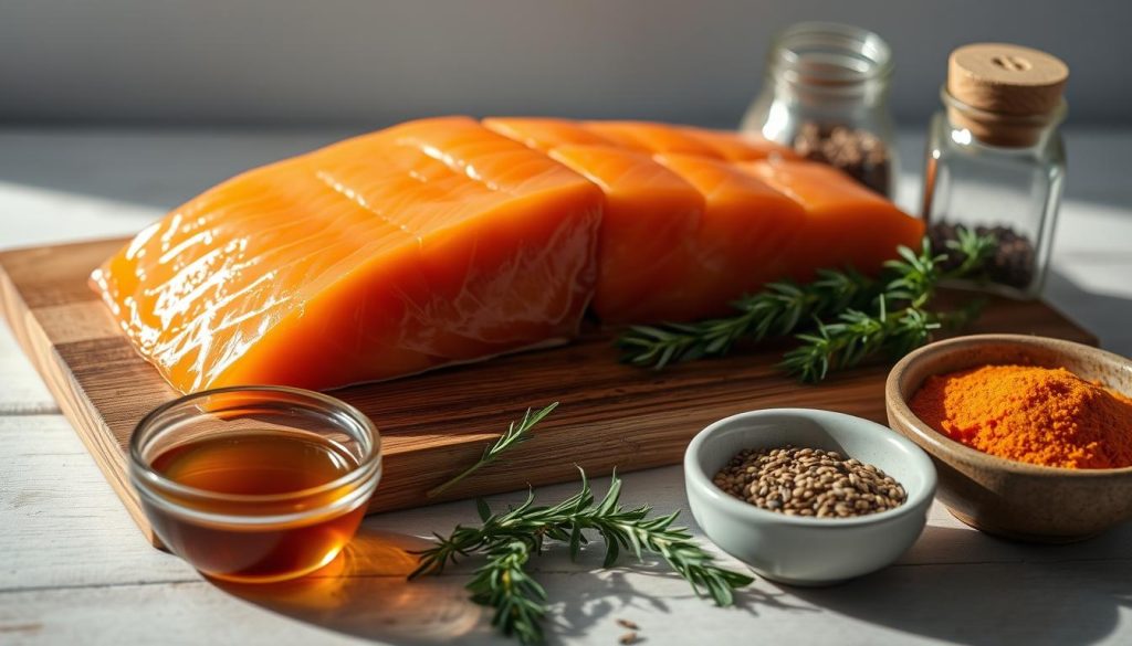 Ingrédients pour saumon laqué