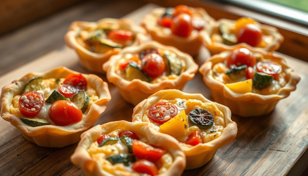 Mini quiches aux légumes fraîches et colorées