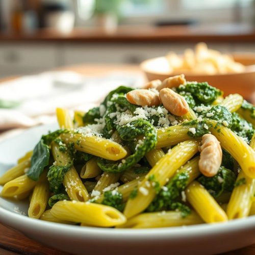 Pâtes au pesto d'épinards maison