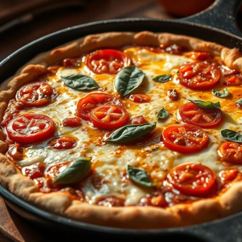 Pizza maison à la poêle technique de cuisson