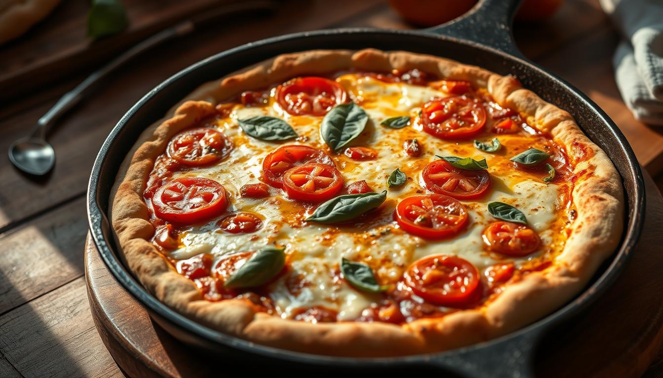 Pizza maison à la poêle technique de cuisson