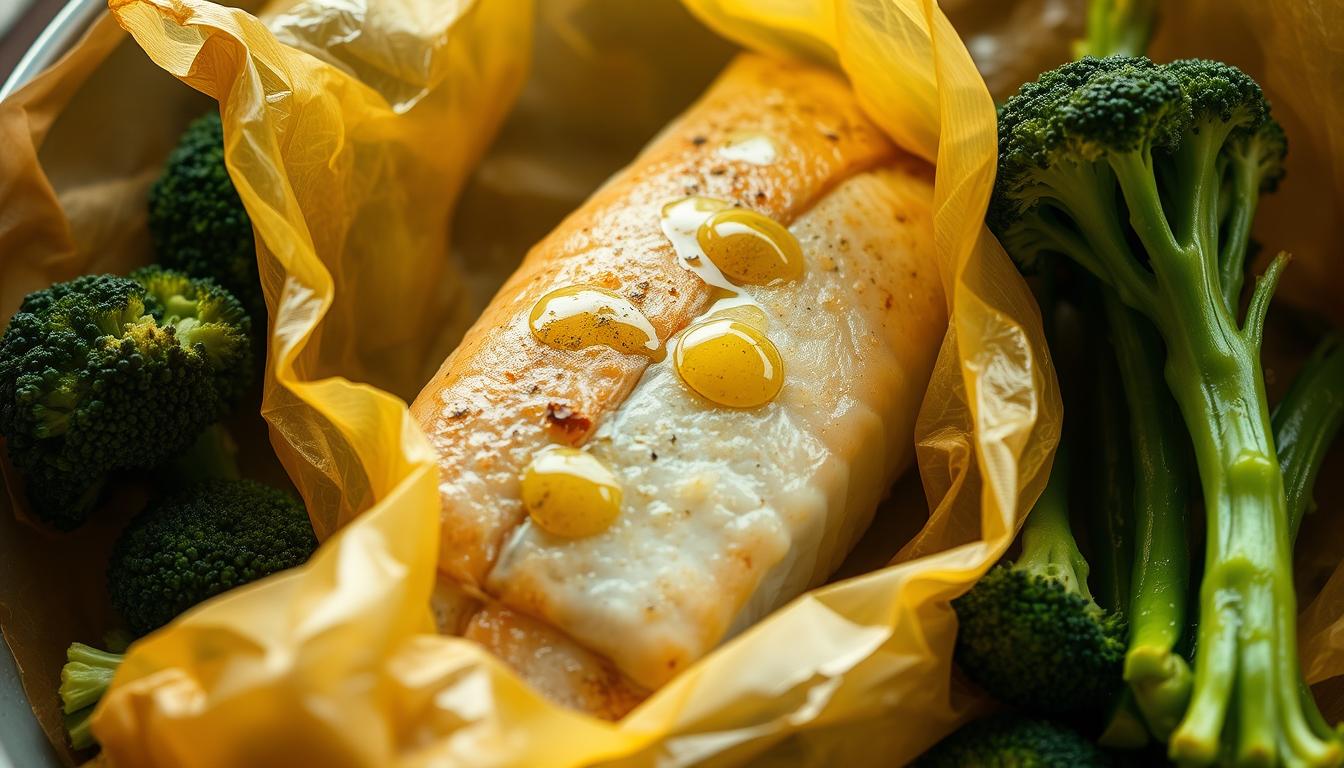Poisson en papillote avec brocoli