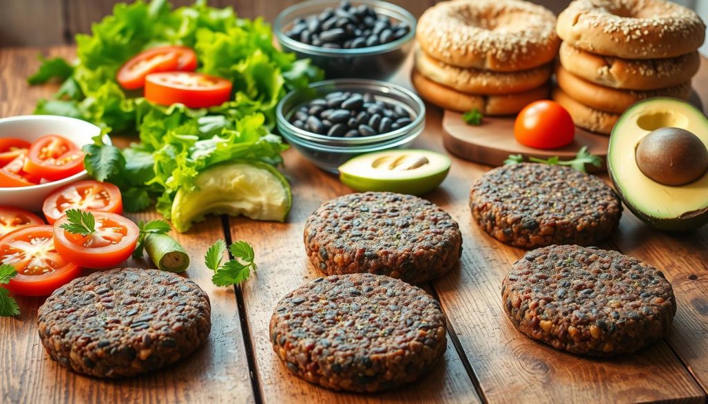 Préparation de burgers végétariens aux haricots noirs