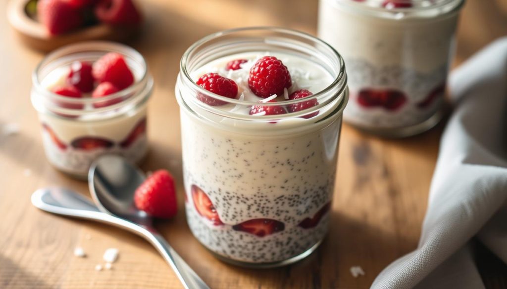 Préparation de chia pudding avec graines de chia