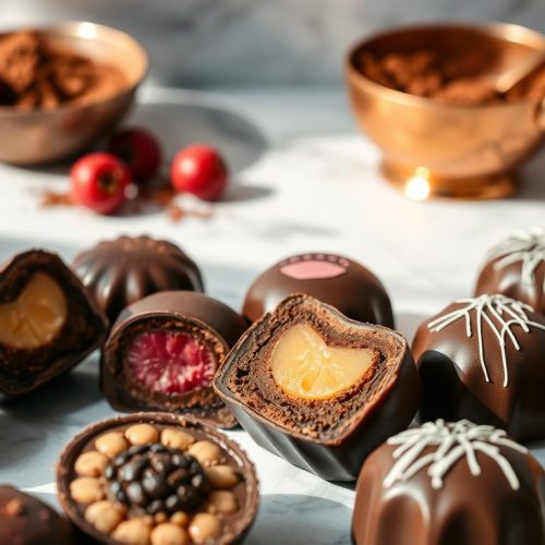 Préparation de chocolats fourrés maison