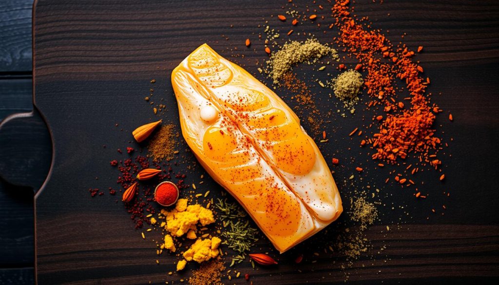 Préparation de filet de poisson aux épices