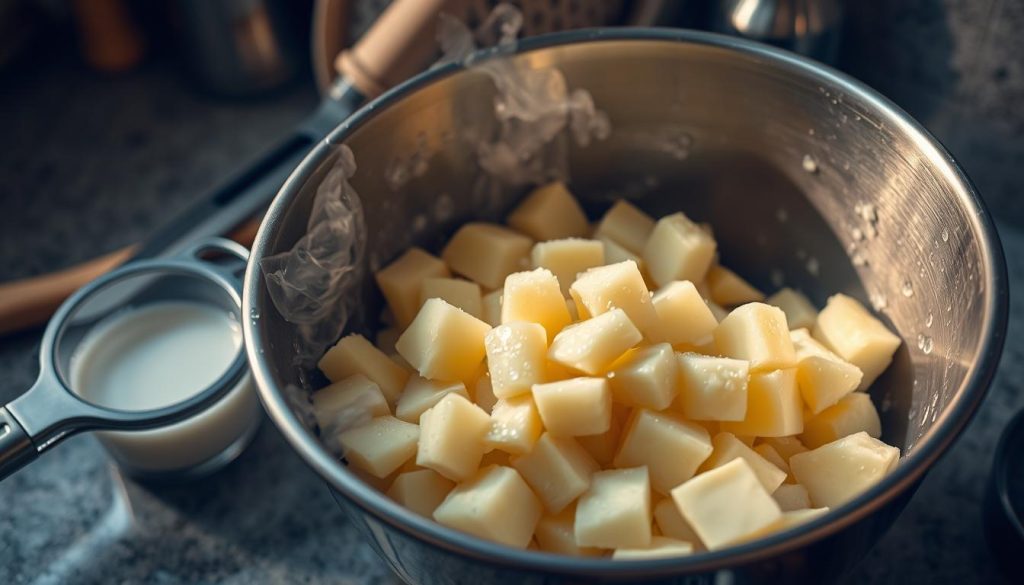 Préparation de la purée pour pommes duchesse