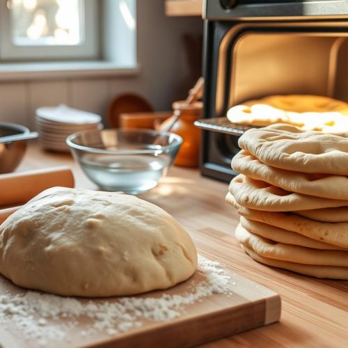 Préparation de pains pitas maison