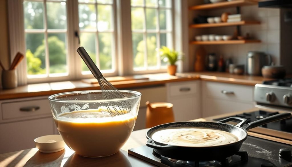 Préparation de pâte à crêpes