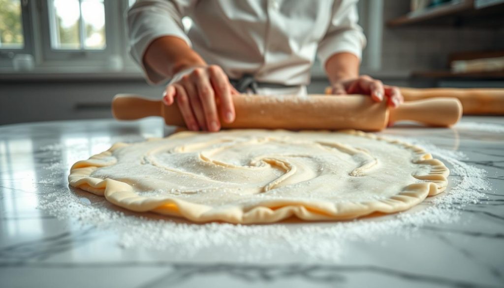 Préparation de pâte feuilletée pour chaussons aux pommes Préparation de pâte feuilletée pour chaussons aux pommes
