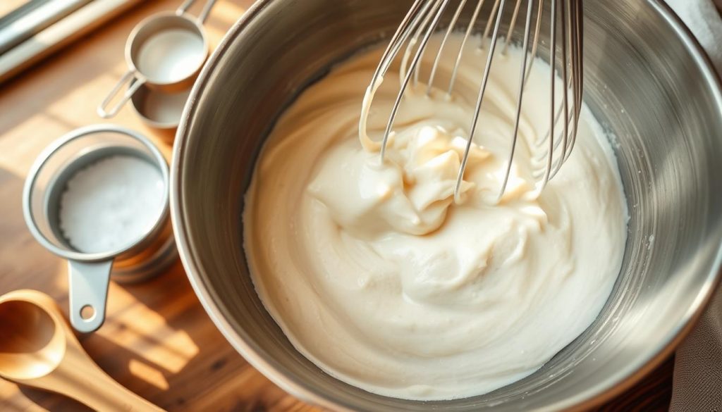 Préparation de pâte pour pancakes soufflés japonais