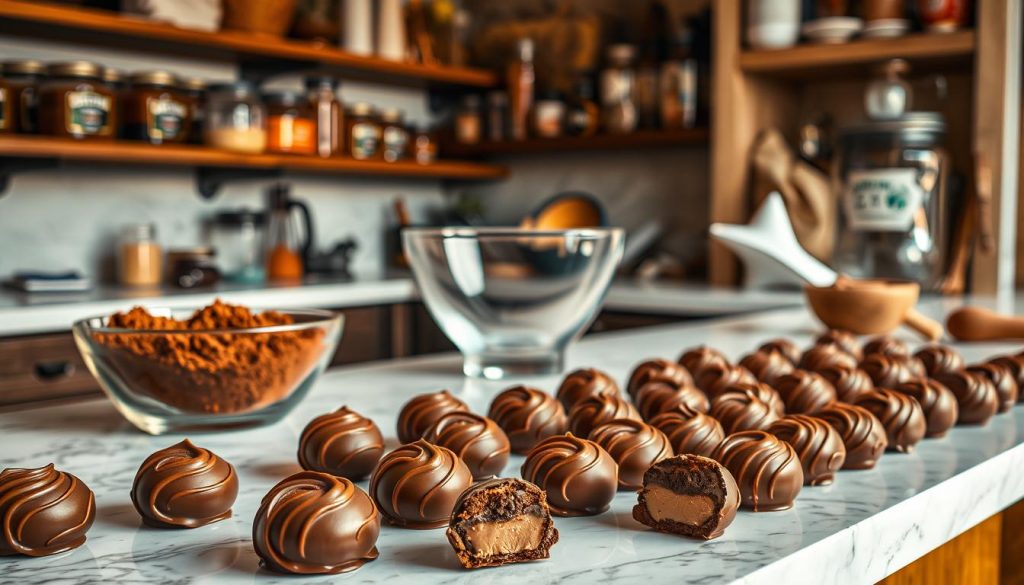 Préparation de pralines fourrées maison