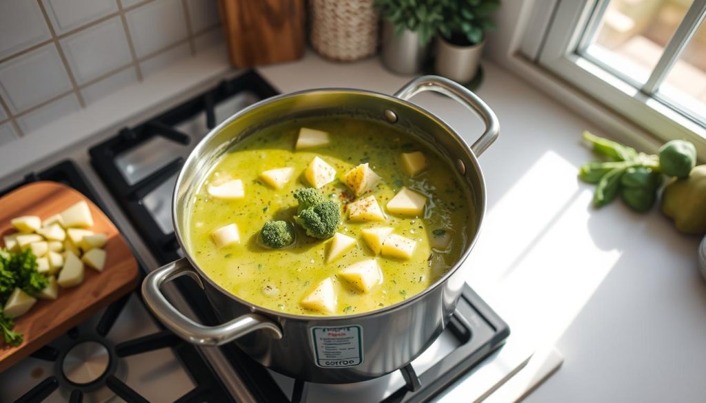 Préparation de soupe végétarienne