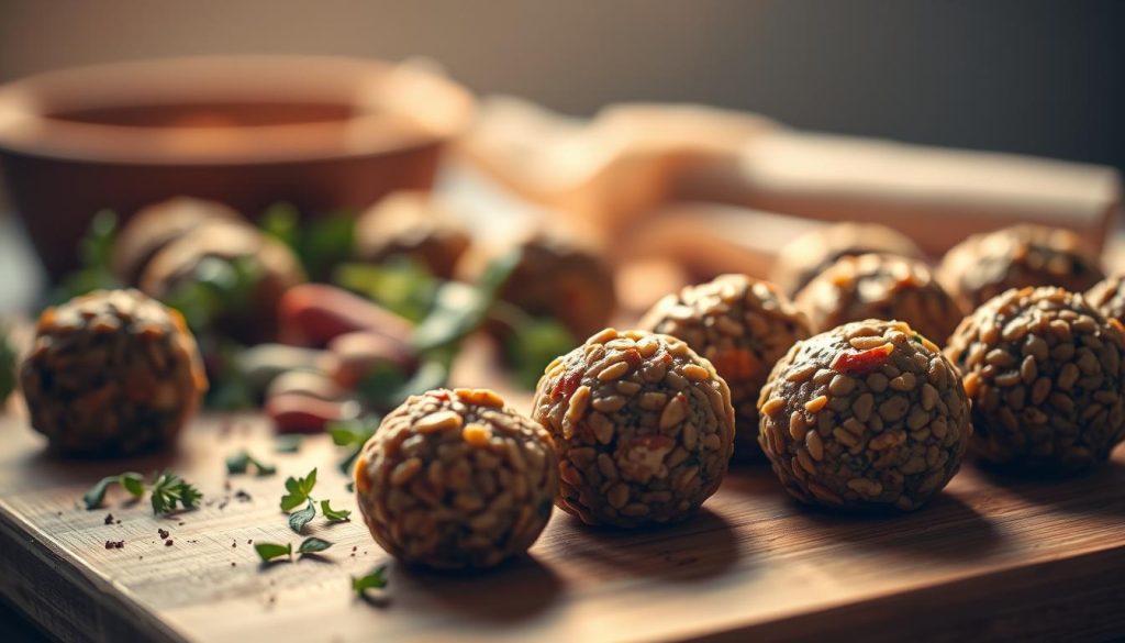 Préparation des boulettes de lentilles