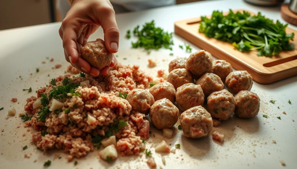 Préparation des boulettes de viande à l'agneau