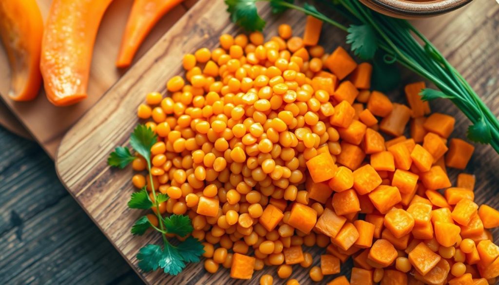 Préparation des lentilles corail et carottes