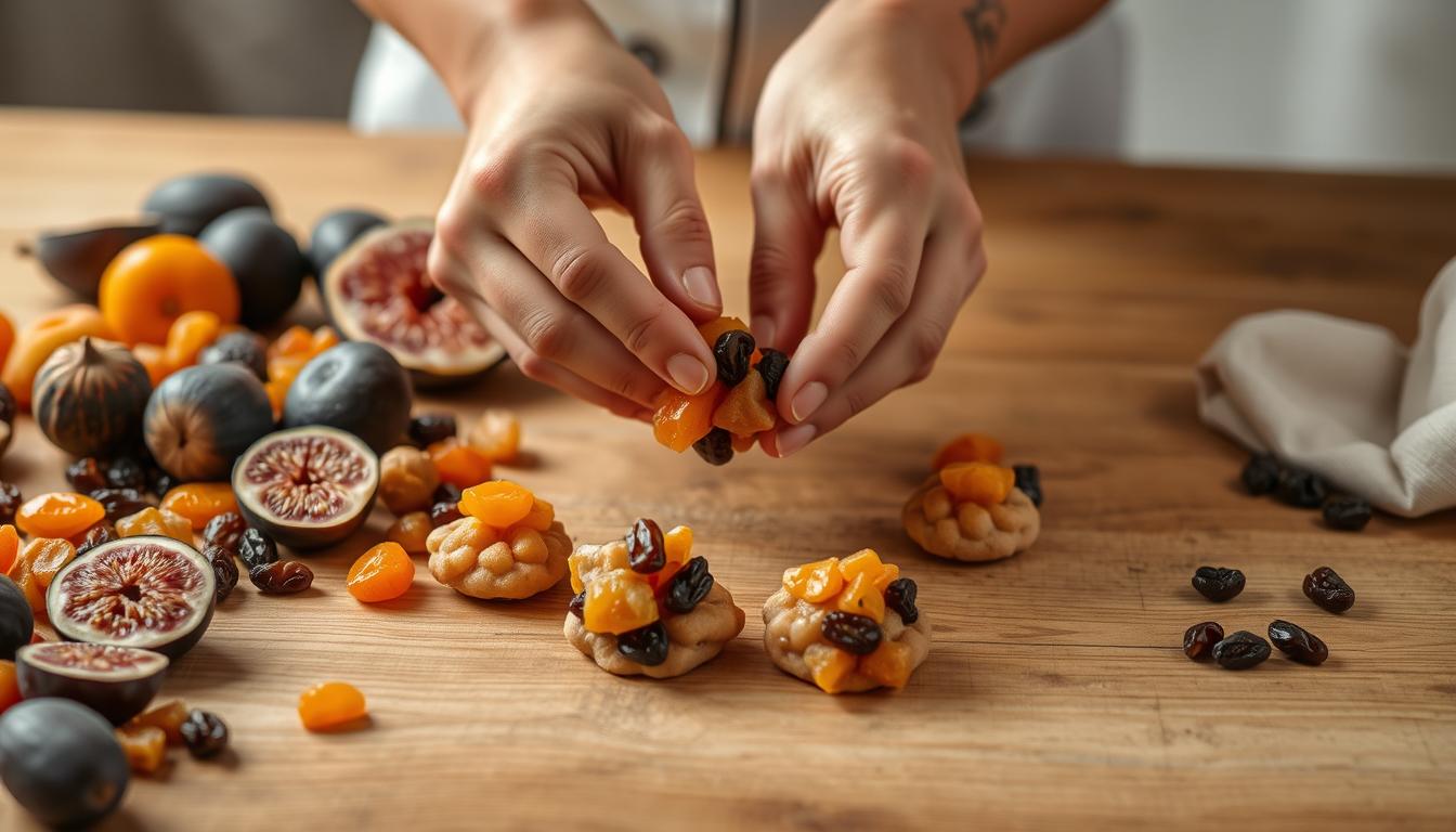Préparation des mendiants aux fruits secs