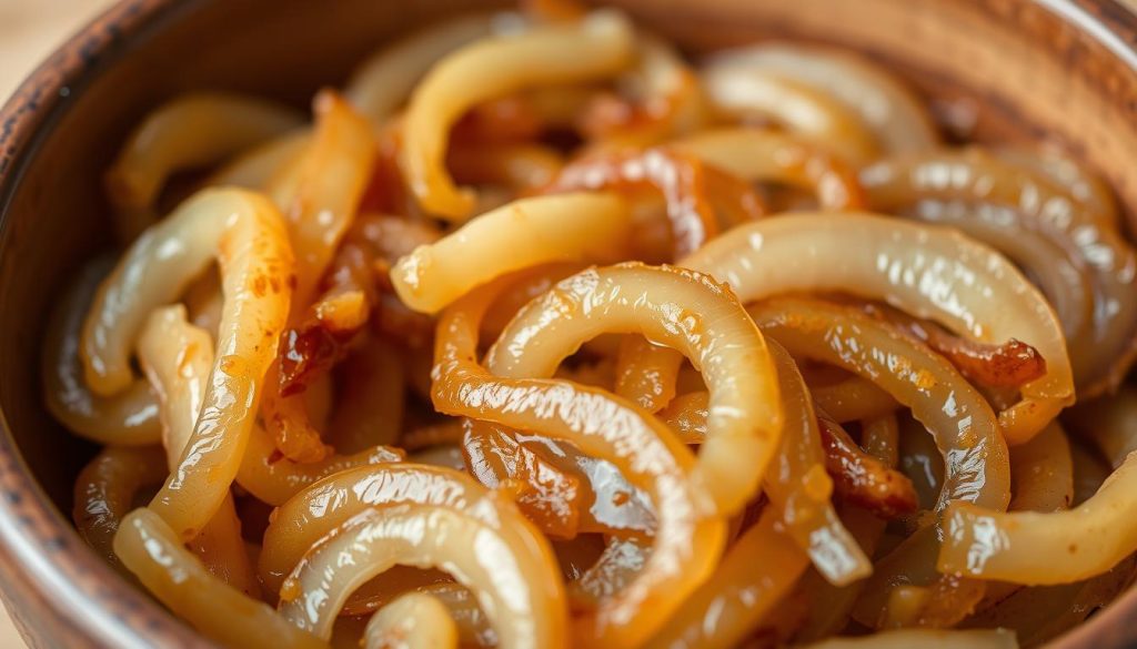 Préparation des oignons caramélisés