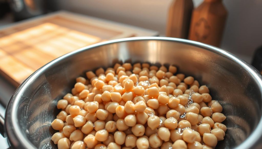 Préparation des pois chiches pour houmous