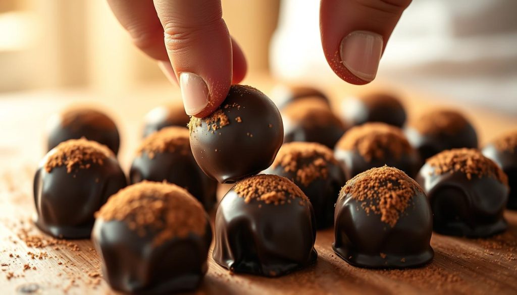 Préparation des truffes au chocolat noir