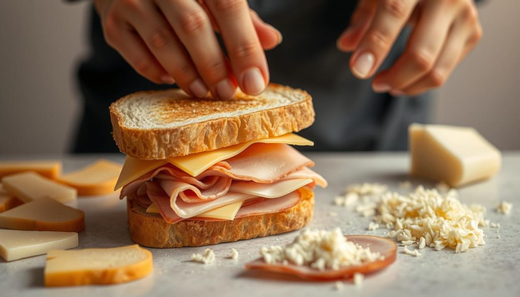 Préparation du croque-monsieur