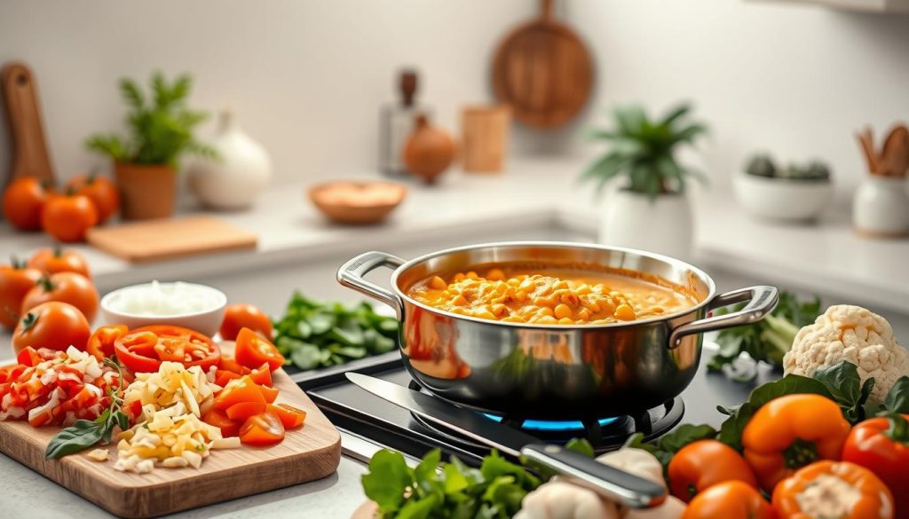 Préparation du curry végétarien Préparation du curry végétarien