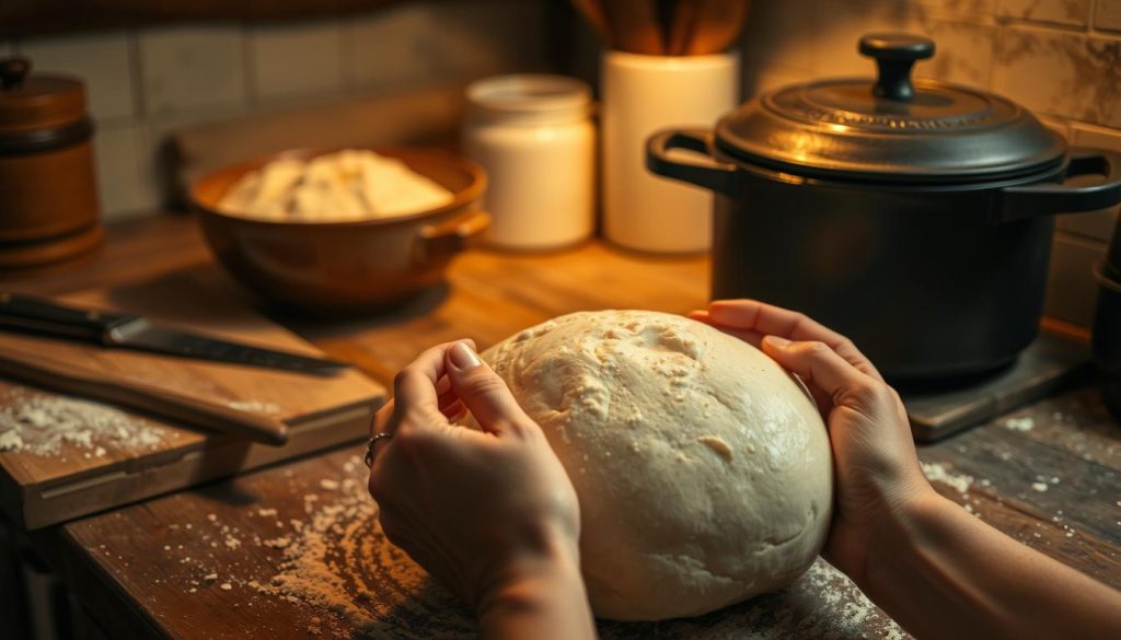 Préparation du pain sans pétrissage