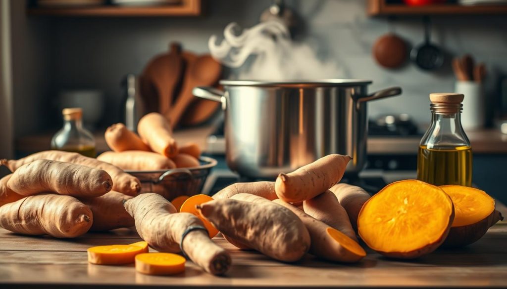 Préparation du velouté de patate douce