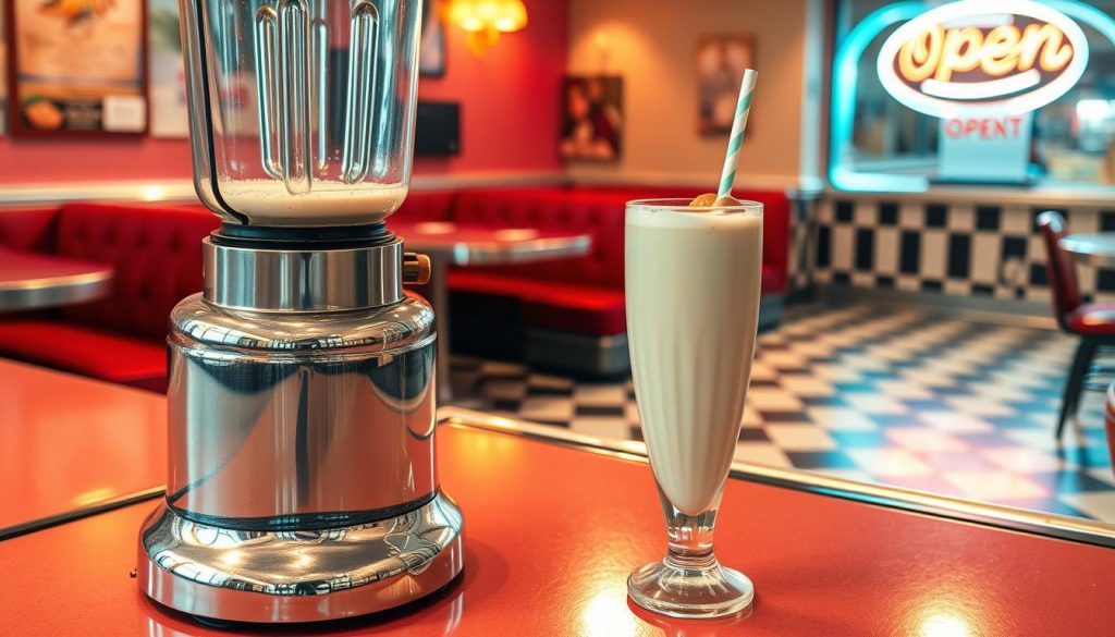 Préparation milkshake vanille diner US