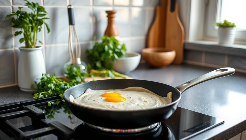 Préparation omelette blanche aux herbes