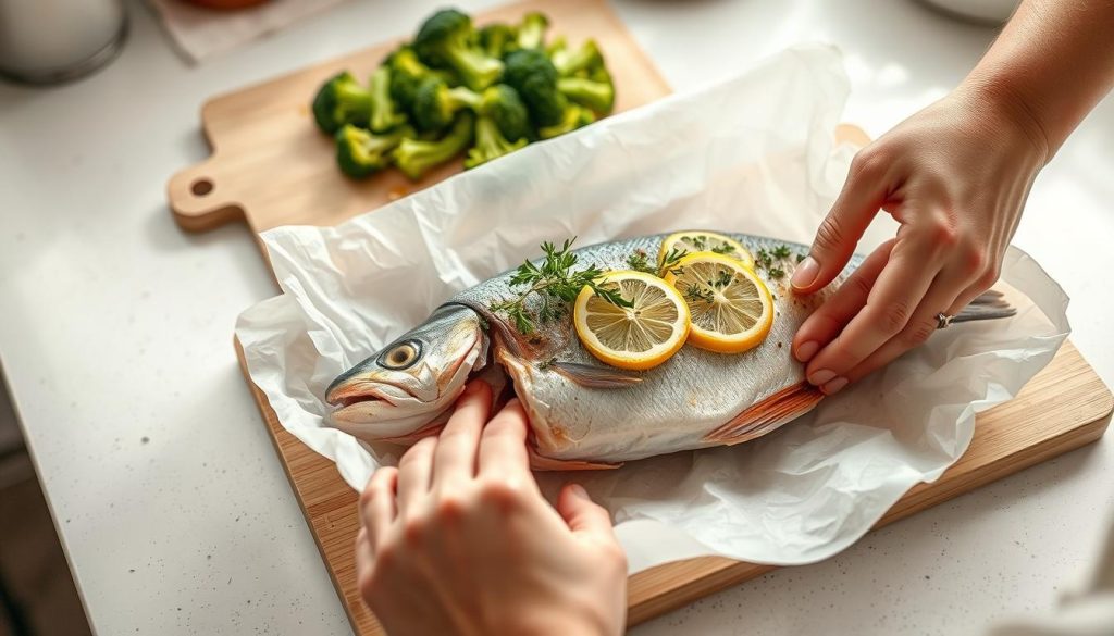 Préparation papillotes de poisson