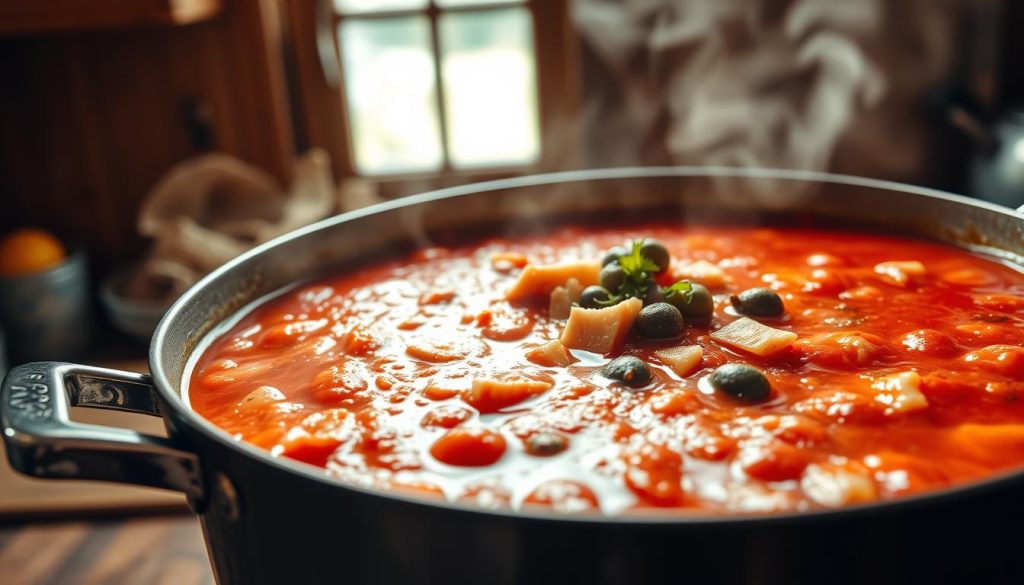 Préparation sauce tomate thon câpres