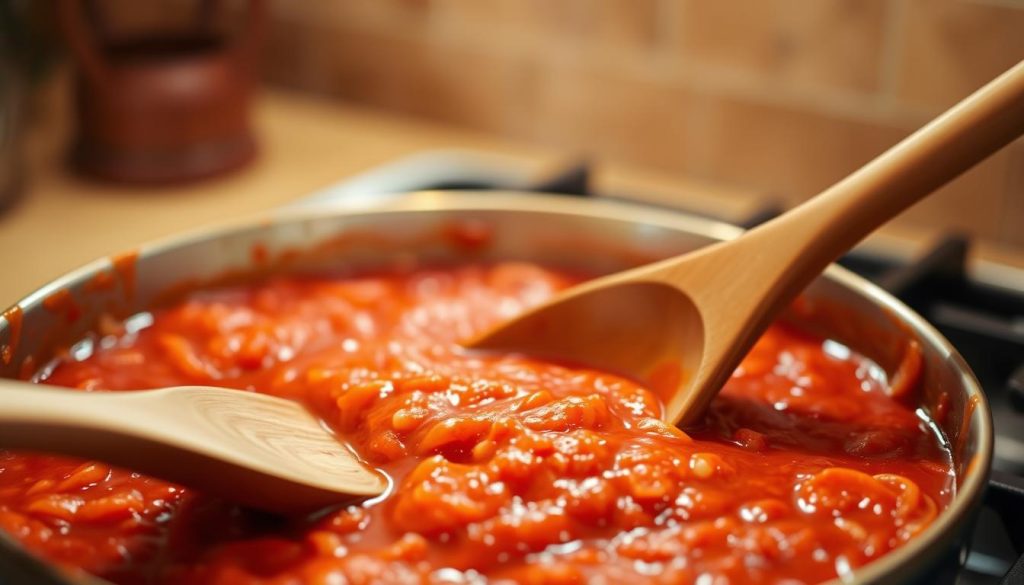 Préparation sauce tomate végane