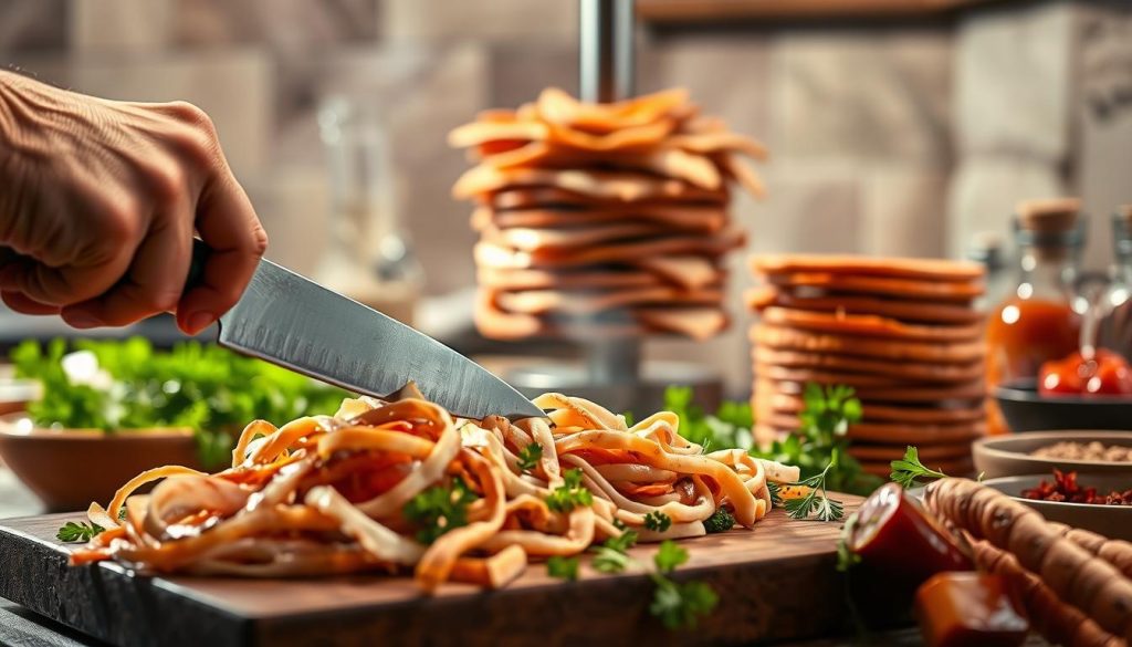 Préparation viande doner kebab dinde halal