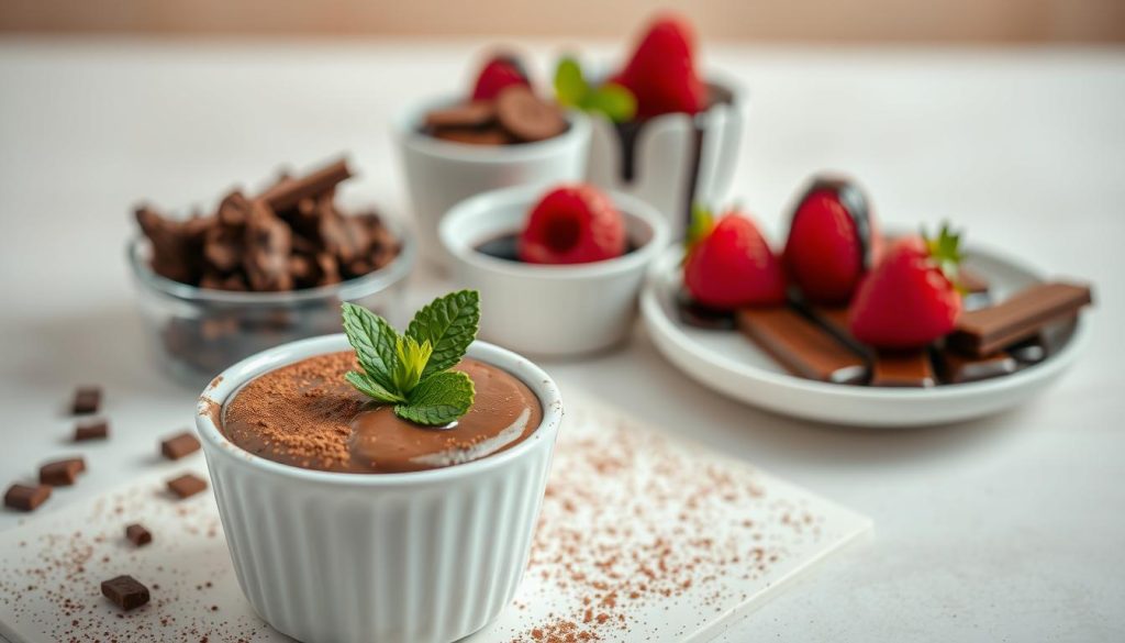Présentation créative de crème dessert