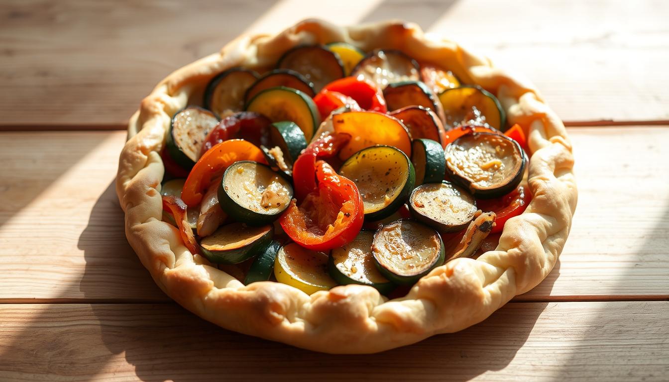 Présentation de tarte rustique aux légumes