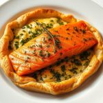 Présentation du saumon en croûte d'herbes