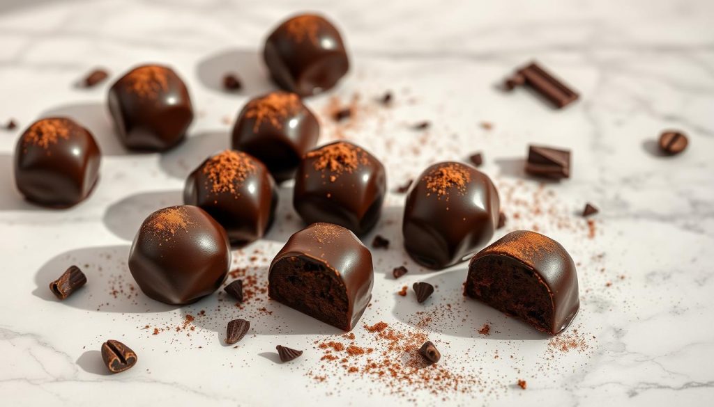 Présentation élégante de truffes au chocolat