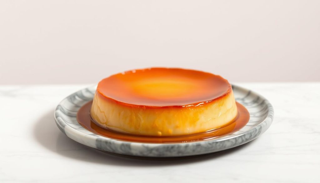 Présentation élégante du flan pâtissier