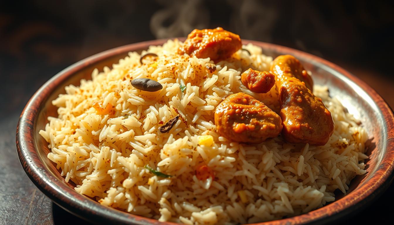 Riz biryani indien au poulet halal