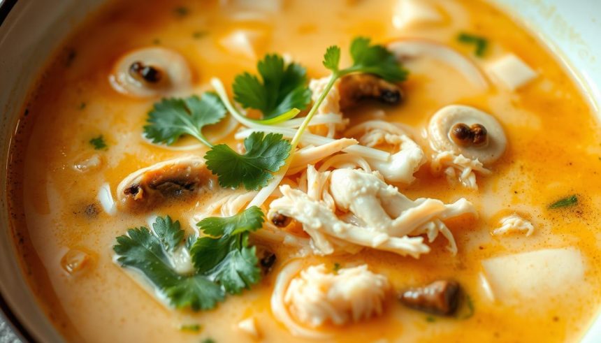 Soupe thaï au poulet et lait de coco