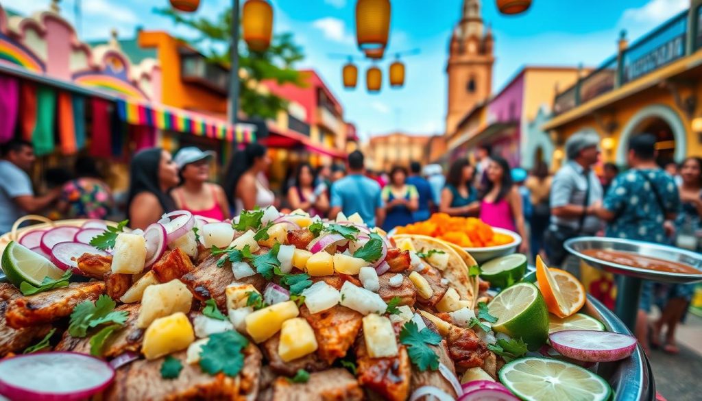 Tacos al pastor festifs mexicains