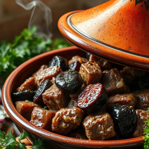 Tajine marocain aux pruneaux traditionnel