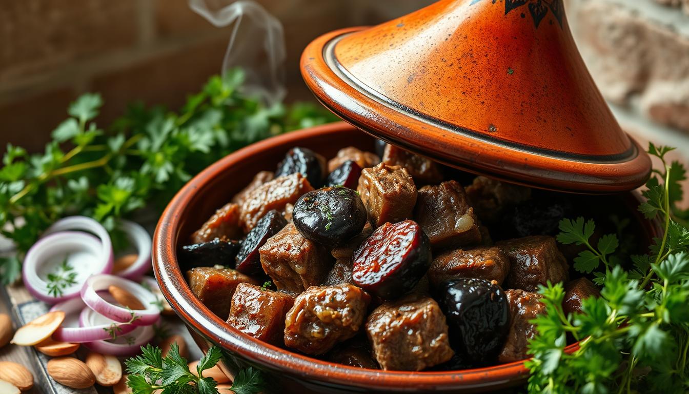Tajine marocain aux pruneaux traditionnel