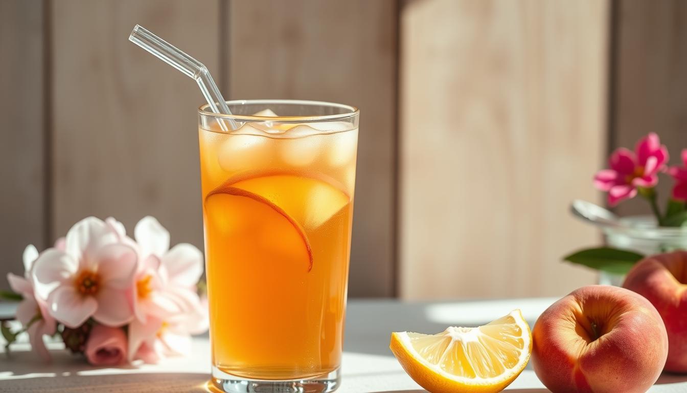 Thé glacé maison à la pêche rafraîchissant